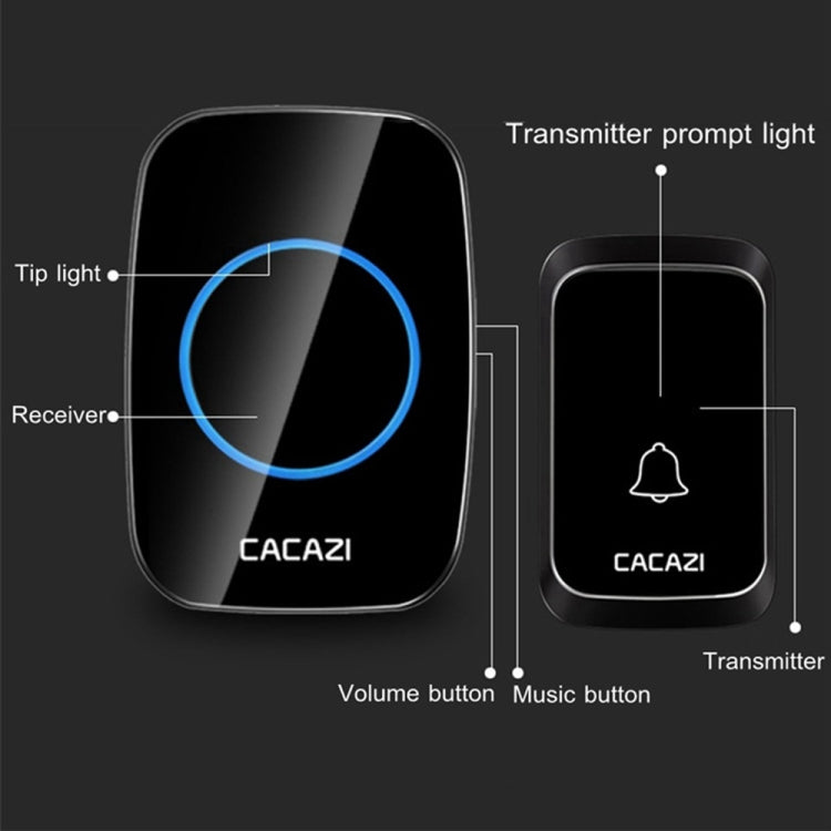 CACAZI A06-DC 1 to 2 Battery Smart Home Wireless Waterproof Doorbell CACAZI A06-DC 1 to 2 Battery Smart Home Wireless Waterproof Doorbell
